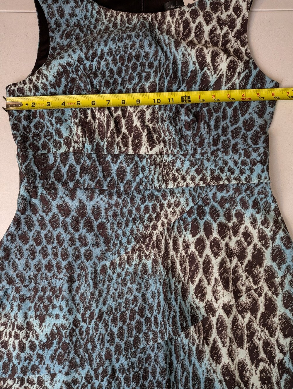 CONNECTED Brown Teal Green Sleeveless Snake Animal Print Tiered Sheath Dress 12 - Picture 7 of 9